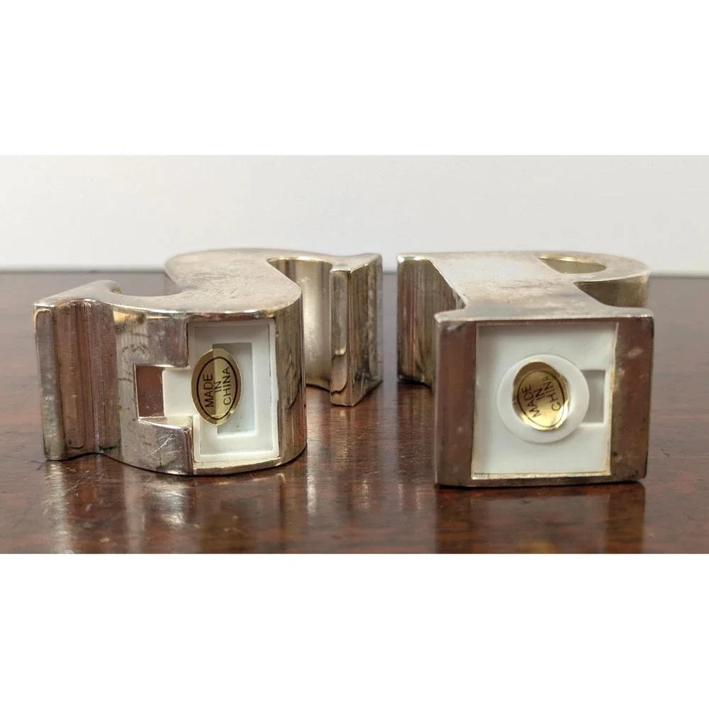 Modern Metallic Silver Monogram Letter S & P Salt Pepper Shaker Set Alphabet